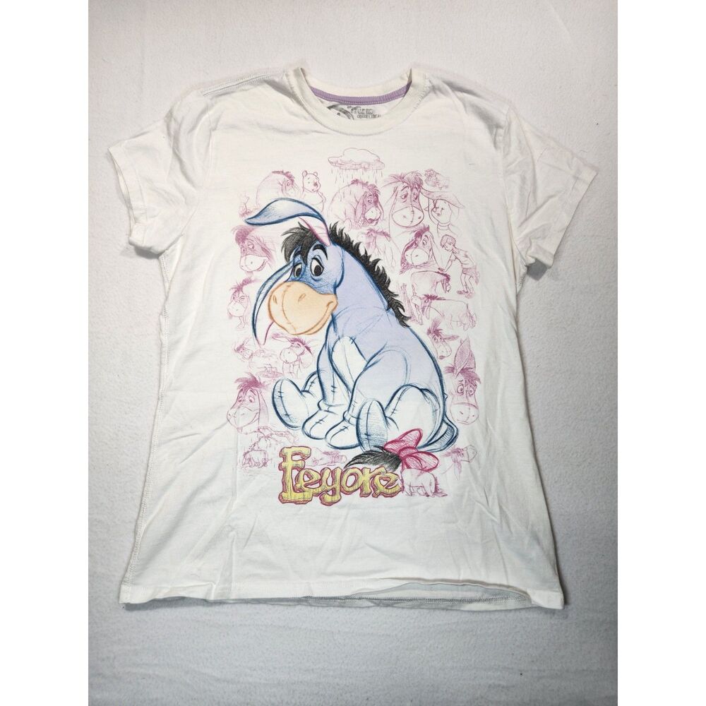 Disney Studio Collection Eeyore Womens Large White Graphic Tee Winnie The Pooh